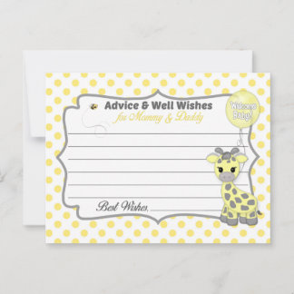 Baby Giraffe Yellow Grey Advice for Mommy Daddy Card
