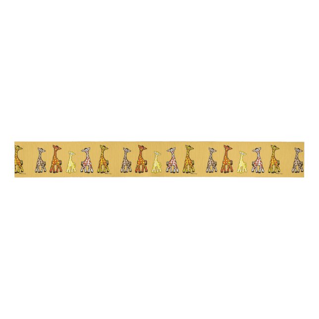 Baby Giraffes In A Row Ribbon Grosgrain Ribbon (Front)