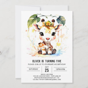 Baby Giraffe's Magical Birthday Invitation