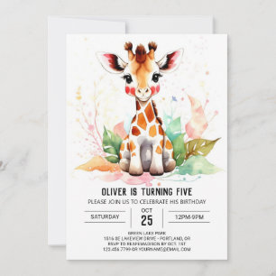 Baby Giraffe's Magical Safari Birthday Invitation