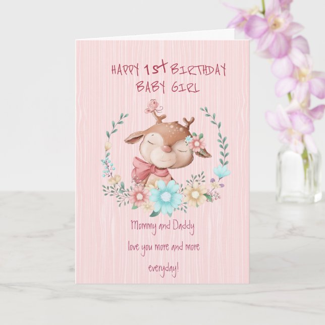 Baby Girl 1st. Birthday Card (Orchid)