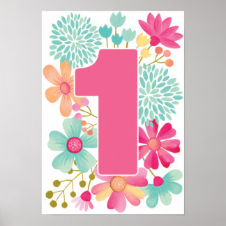 Baby Girl 1st Birthday Number One Art Print