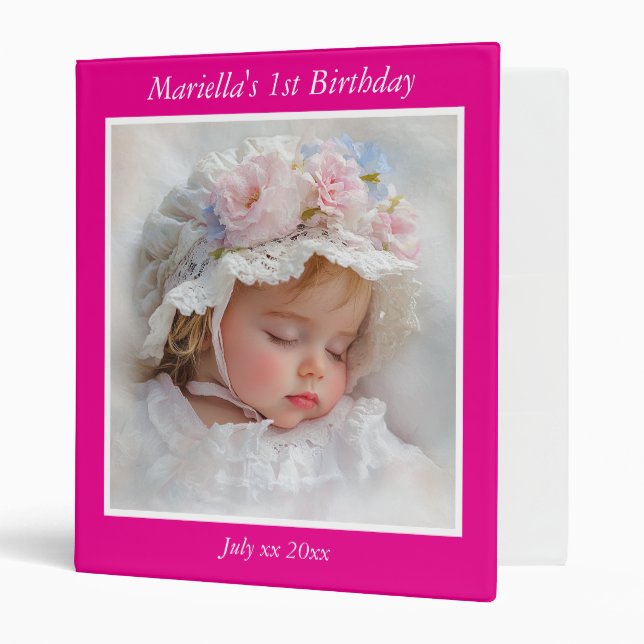 Baby Girl 1st Birthday Photo Album  Binder (Front/Inside)