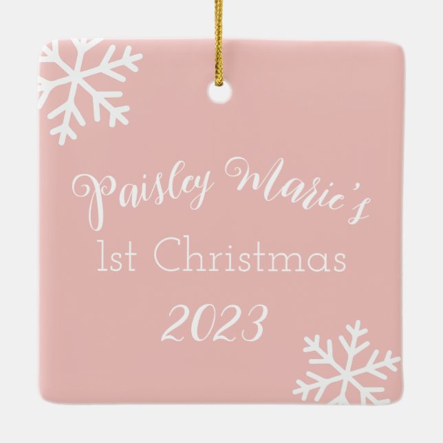 Baby Girl 1st Personalized Christmas Ornament  (Back)