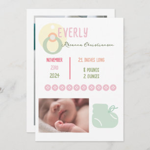 Baby Girl Adorable Photo Faire-part