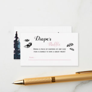 Baby girl adventure babyshower diaper raffle enclosure card