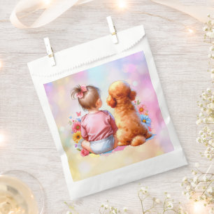 Baby Girl and an Apricot Poodle Favour Bag