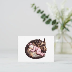 Baby Girl and German Shepherd Card