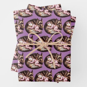 Baby Girl and German Shepherd Wrapping Paper Sheet