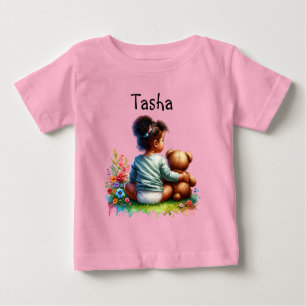 Baby Girl and her Teddy Bear Personalized T-Shirt