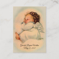 Baby Girl Angel Baptismal Remembrance Holy Card