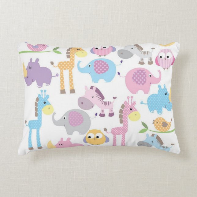 Baby Girl Animals Decorative Pillow (Front)