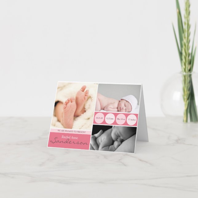 Baby Girl Announcement Cards (Front)