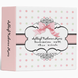 Baby Girl Baby Book Classeur - French Bow Dot Swir