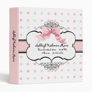 Baby Girl Baby Book Classeur - French Bow Dot Swir