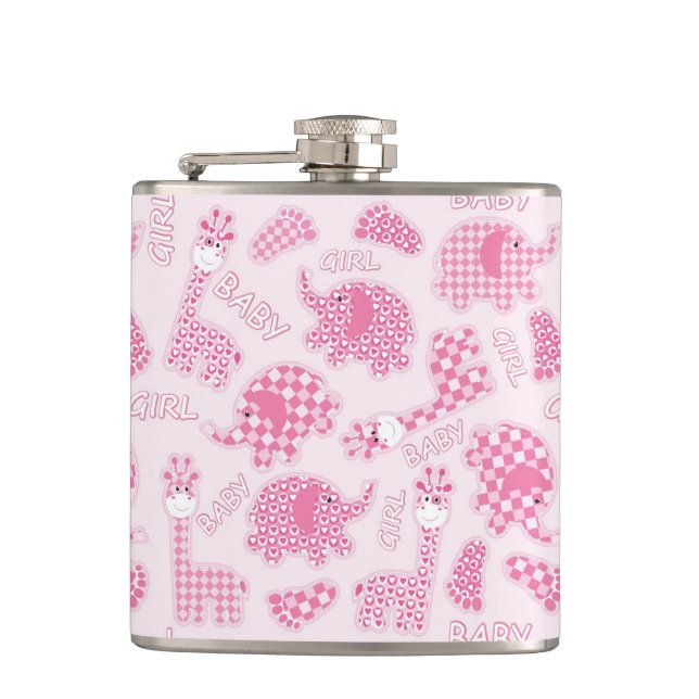 baby girl background hip flask (Front)