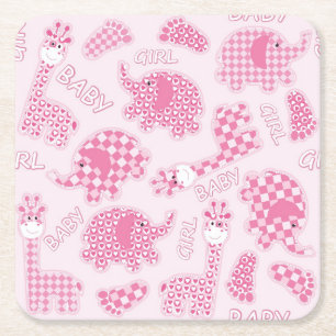 baby girl background square paper coaster