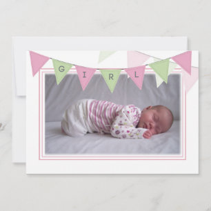 Baby Girl Banner Flags Birth Photo Announcement