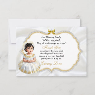 Baby Girl Baptism Christening Communion Thank You Card