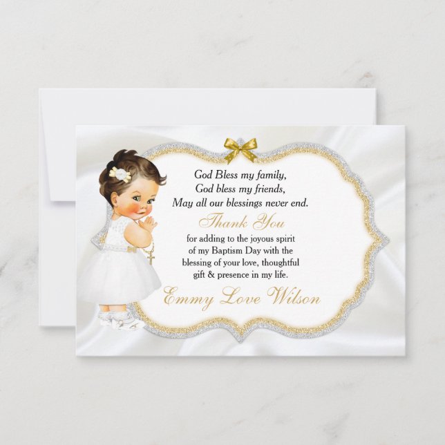 Baby Girl Baptism Christening Gold Cross Merci (Devant)