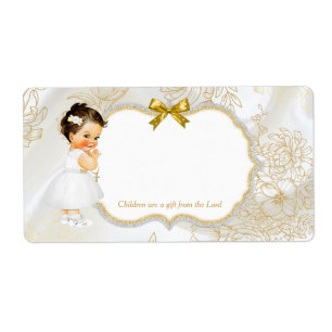 Baby Girl Baptism Christening Gold White
