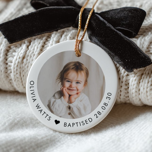 Baby Girl Baptism Photo Keepsake Ceramic Ornament (Zazzle Baby Girl Baptism Photo Keepsake Ceramic Ornament)