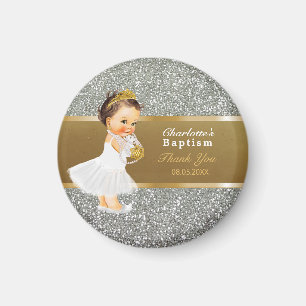 Baby Girl Baptism Thank You Keepsake Gold Silver Magnet