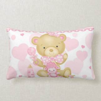 Baby Girl Bear Lumbar Pillow