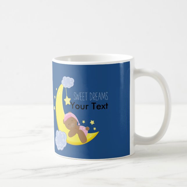 Baby Girl Bear Moon Stars SWEET DREAMS Coffee Mug (Right)