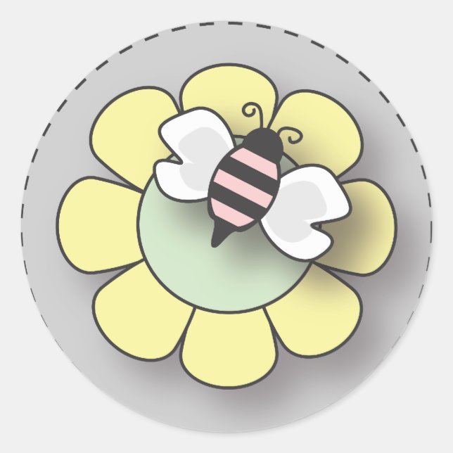 Baby Girl Bee in Pink Classic Round Sticker (Front)