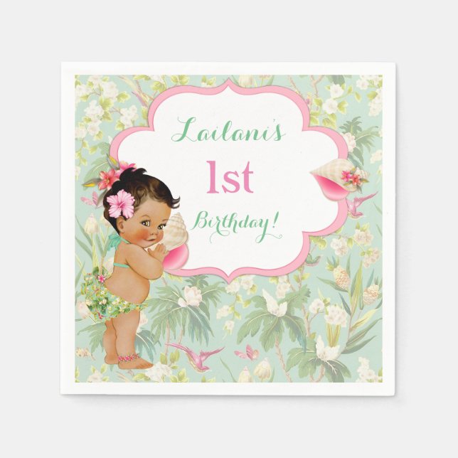 Baby Girl Bikini Tropical Luau Hawaiian Napkins (Front)