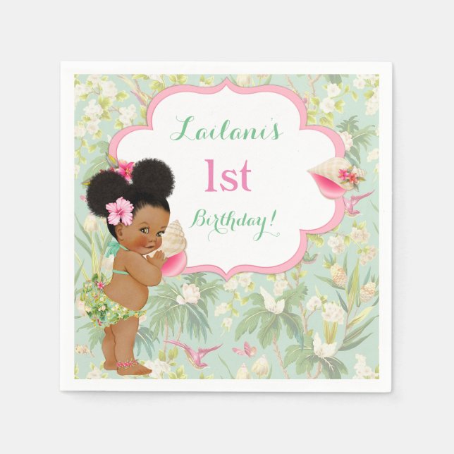 Baby Girl Bikini Tropical Luau Hawaiian Puffs Napkin (Front)