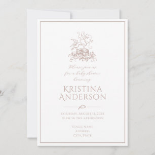 Baby Girl Bird Nest QR Code Baby Shower Invitation