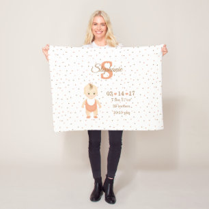 Baby Girl Birth Announcement Fleece Blanket