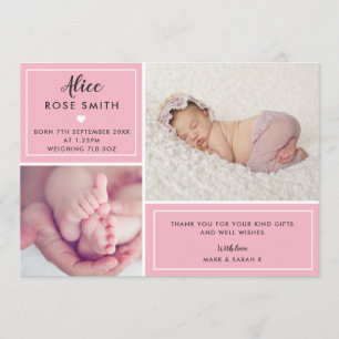 Baby Girl Birth Announcement Multi Photo