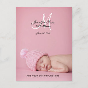 Baby Girl Birth Announcement Photo Postcards