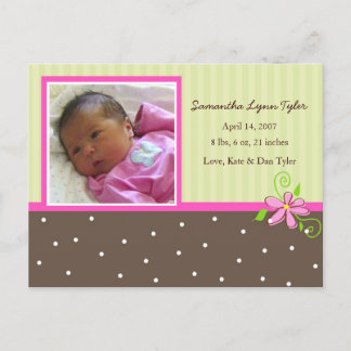 Baby Girl Birth Announcement Postcard