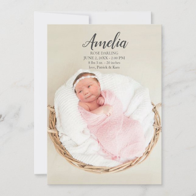 Baby Girl Birth Announcement  Postcard (Front)