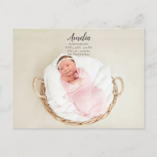 Baby Girl Birth Announcement  Postcard
