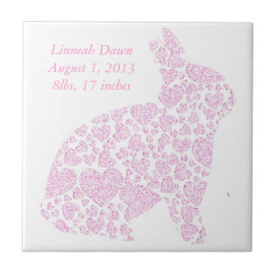 Baby Girl Birth Announcement Tile