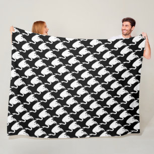 Baby Girl Black and White Swan Pattern Fleece Blanket