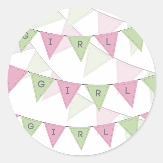 Baby Girl Bunting Banner Topper Étiquette (Devant)