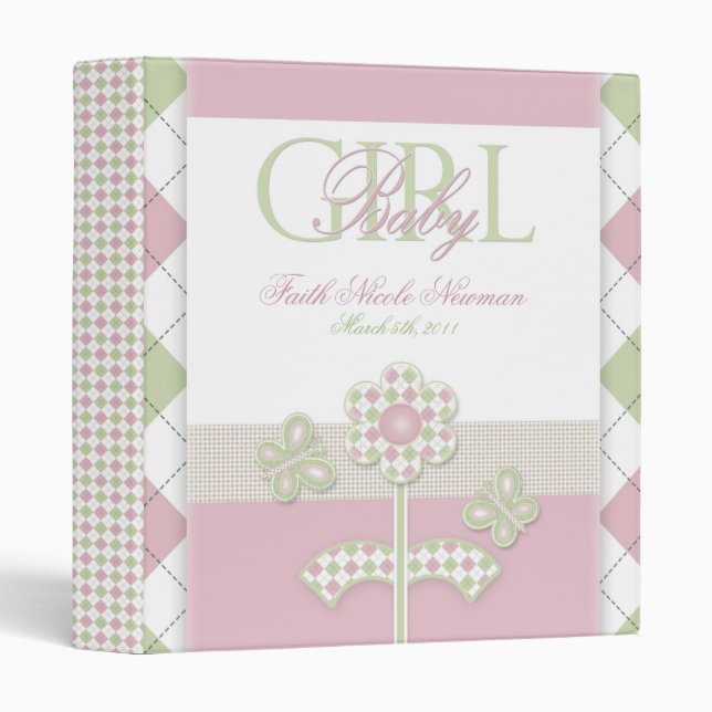 Baby Girl Butterflies & Flowers Photo Album Binder (Front/Spine)