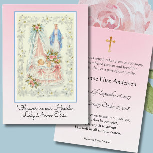 Baby Girl Catholic Funeral Memorial Holy Card -