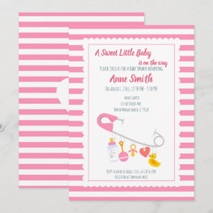 Baby girl charms pin Baby Shower Invitation
