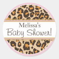 Baby Girl Cheetah Imprimer Baby shower Étiquette