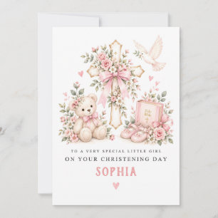Baby girl christening - Personalized baptism card