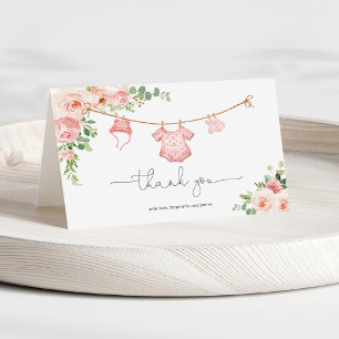 Baby Girl Clothesline Thank you Card