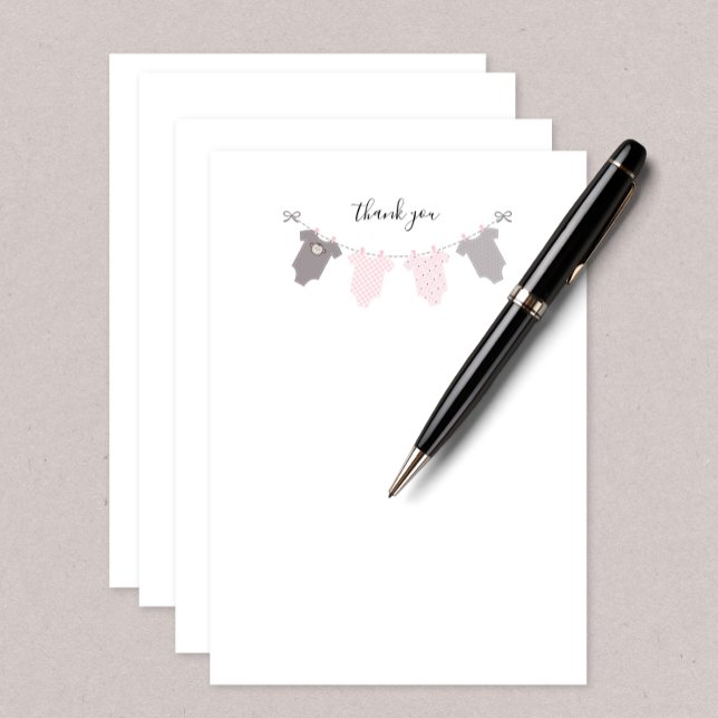 Baby Girl clothesline thank you note Card (Creator Uploaded)