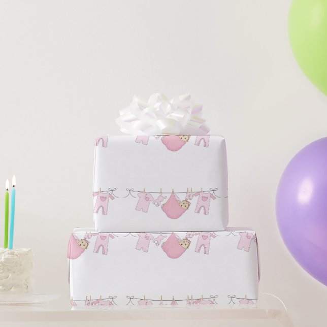 Baby Girl Clothesline Wrapping Paper (Party Gifts)